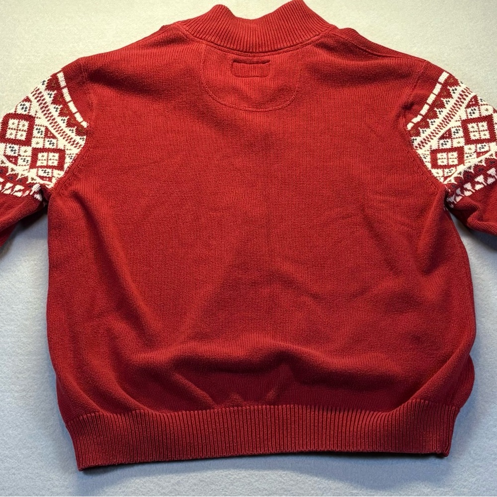 St. John's Bay Red and White Zip Up Sweater - Picture 2 of 6